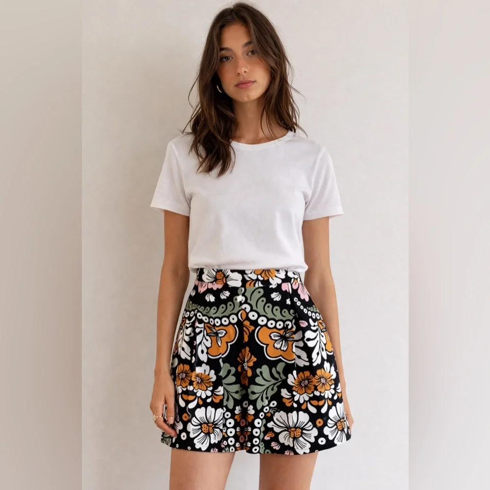 H&M sz 6 boho floral skater skirt